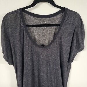 Athleta Grey Heathered Dolman Sleeve Ruched Waist Tunic Dress Size Medium